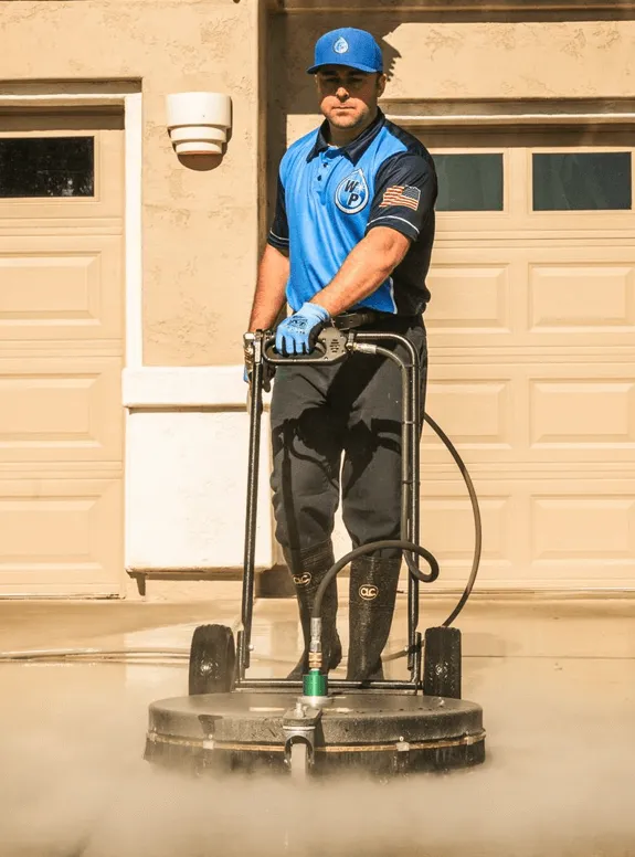 Wash Patrolman Steam Cleaning Concrete Driveway in Mesa